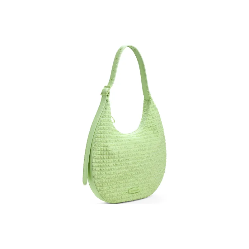 CHARLES&KEITH PU, Textile Mixture Shoulder Bag Tubas Women's Frosted White/Zesty Green-5