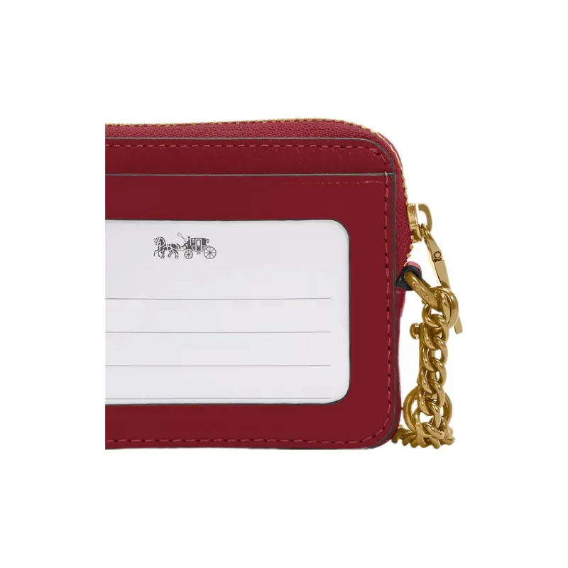 COACH Card Case Eggstone Grain Leather Coin Purses Card Holders Regular Women's Gold Multicolor Peach-3