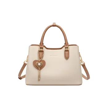 GOLF Split Cow Leather With Synthetic Leather Handbag Women's Ecru & Almond