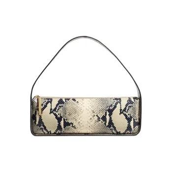 KHAITE Python Embossed Calfskin Shoulder Bag Women's Light Gray