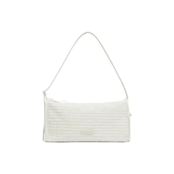CHARLES&KEITH Fabric Shoulder Bag Crossbody Bag Handbag Large Size Women's Frosted White/Jet Black