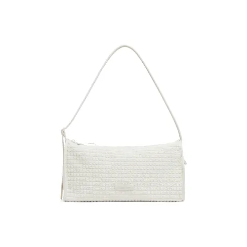 CHARLES&KEITH Fabric Shoulder Bag Crossbody Bag Handbag Large Size Women's Frosted White/Jet Black