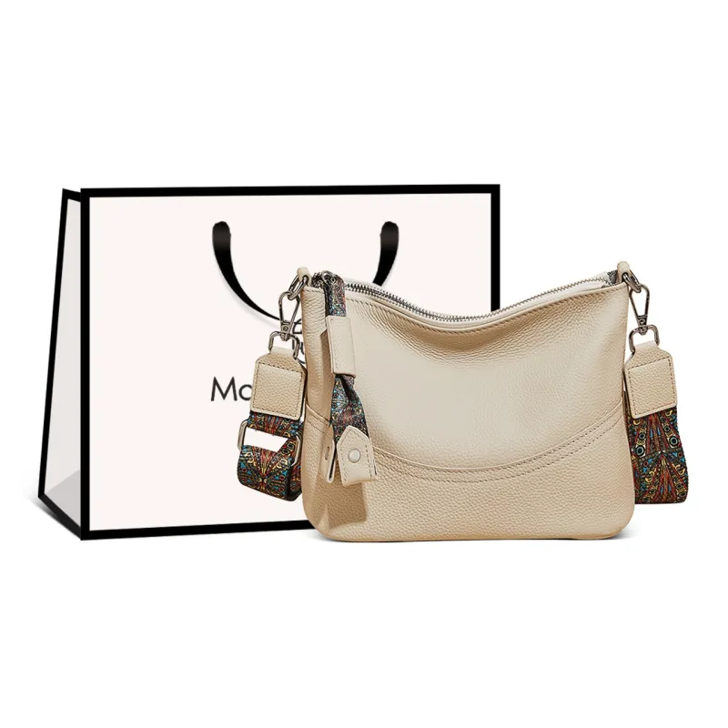 Marino Orlandi Cow Leather Bonded Synthetic Leather Shoulder Bag Bucket Mom Bag Large Size Women's Black/White/Gray-4