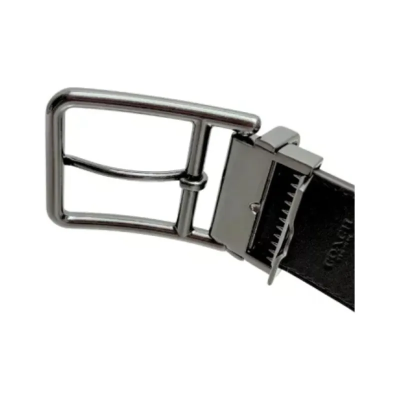 COACH Cow Leather PVC Artificial Leather Belts Men's Black Width 3.8CM-4