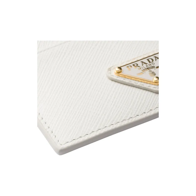 PRADA Leather Card Holder Women's White-4
