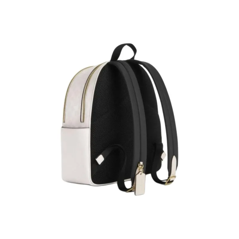 COACH Court Cow Leather With Artificial Leather Backpack Large Size Women's White & Chalk White-2