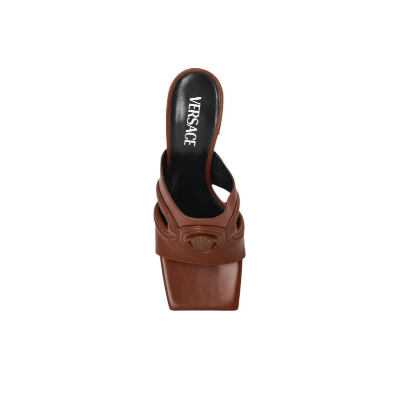 VERSACE Slide Slippers Women's Brown-4