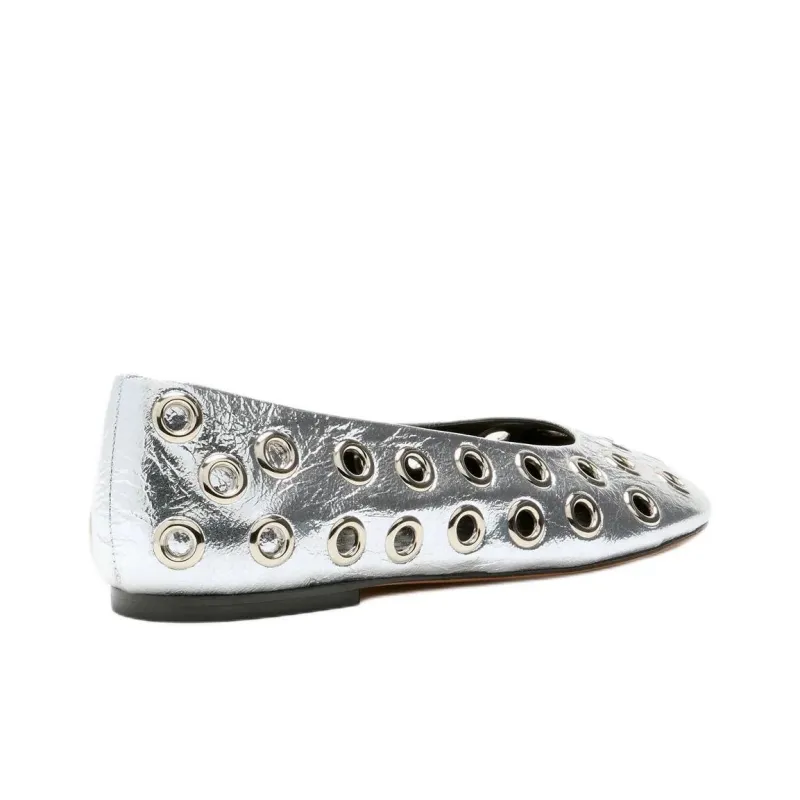 PROENZA SCHOULER Glove Grommet Casual Single Shoes Women's Silver-4