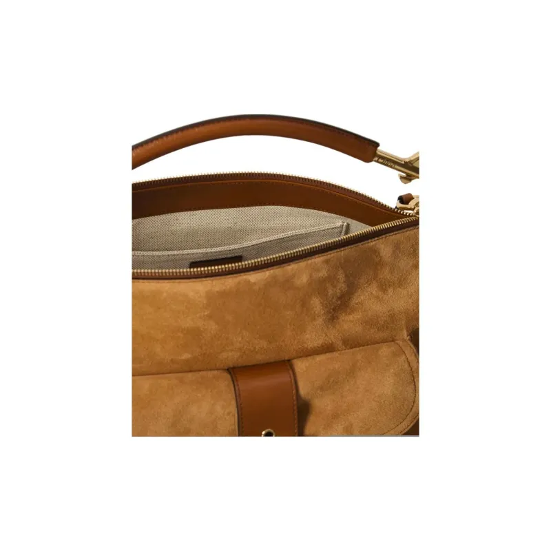 Chloe Buffalo Leather Quality Camera Bag One Shoulder Handbag Medium Size Women's Brown-3