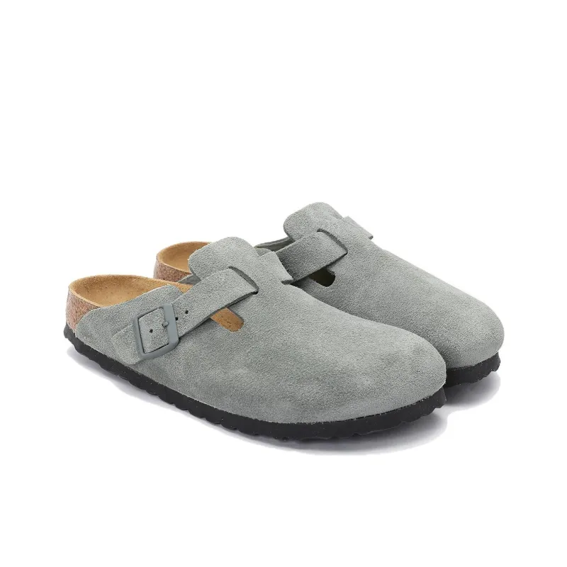 Birkenstock Boston Wrap-toe Slippers Unisex Gray Narrow Fit-2