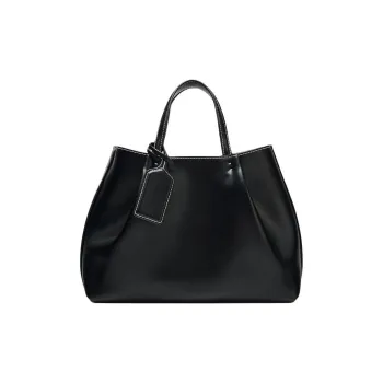 ZARA Polyurethane Tote Bag, Shopping Bag, Handbag Women's Black