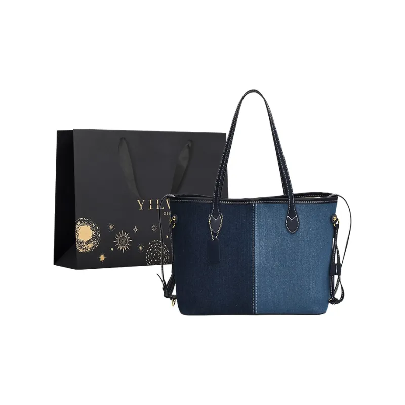 Yi Brigade Denim Handbag Shoulder Bag Regular Women's Light Blue/Dark Blue/Black-4