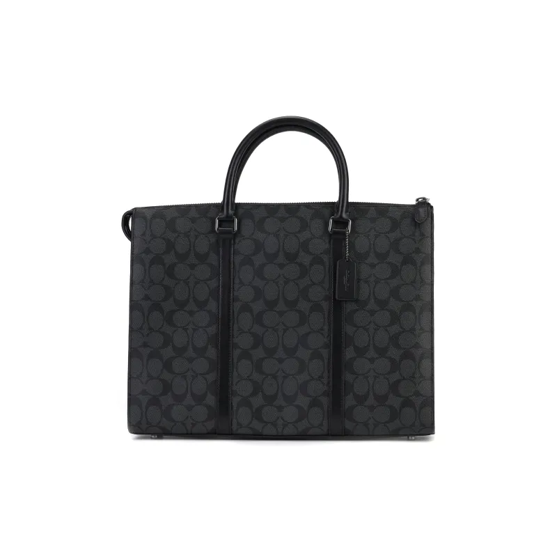 COACH Graham PVC Briefcase Portable Crossbody Bag Shoulder Bag Large Size Men's Black-1