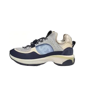 CHANEL Low Top Casual Shoes Women's White Blue Black