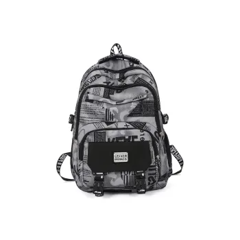 KAMLUI Nylon Fabric Backpack Regular Unisex Black/Green