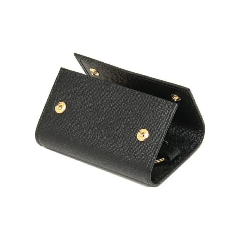 PRADA Leather Key Pouch Women's Black-4