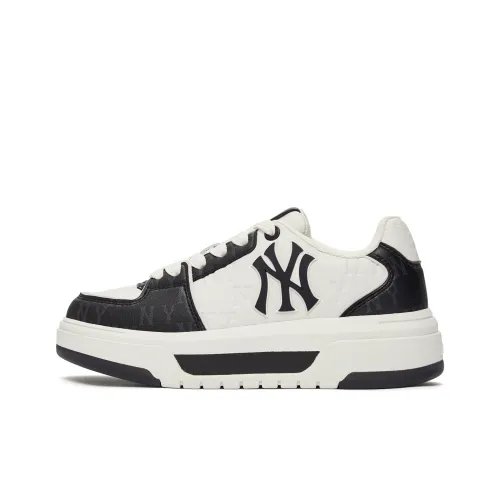 MLB New York Yankees Anti Slip And Wear Resistant Height Increasing Low Top Skateboard Shoes Unisex Black White