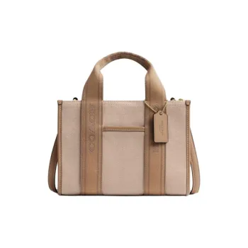 COACH PVC Tote Bag Shopping Bag Shoulder Bag Crossbody Bag Handbag Small Size Women's Dark Natural