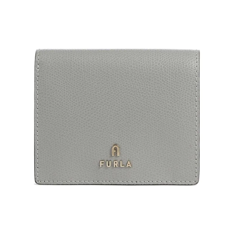 Furla Grained Leather Wallet Small Size Women's Gray-0