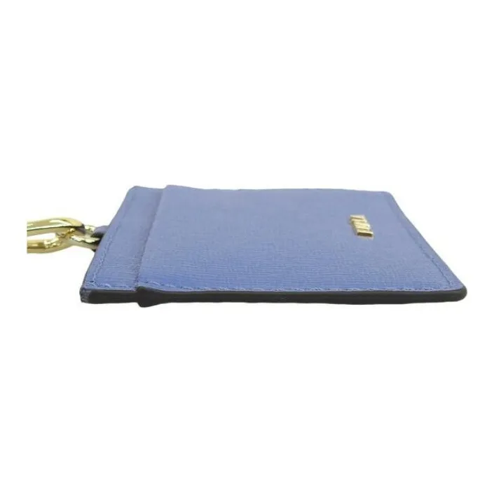 Furla Linda Leather Card Holder Small Size Women's Blue-3