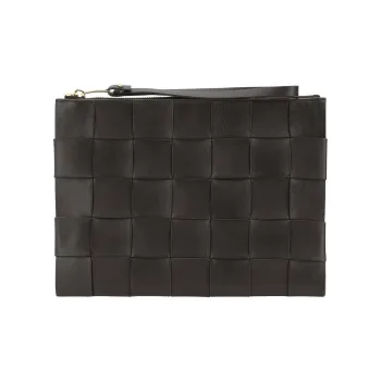 Bottega Veneta Leather Clutch Women's Pink Brown