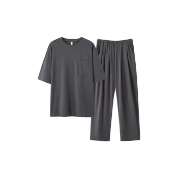 White Ran Pajama Set Men's Gray
