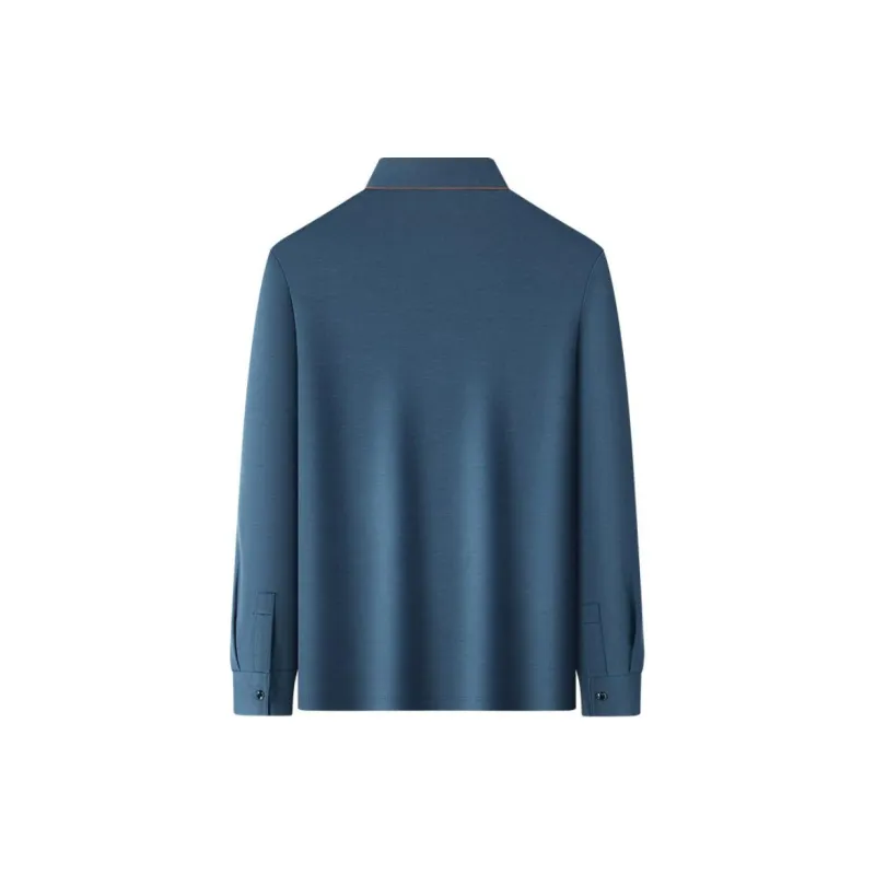 Red bean Polo Shirts Men Blue-1