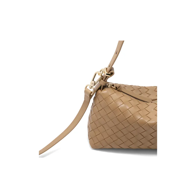 BELLE Synthetic Leather Small Square Bag, Crossbody Bag, Shoulder Bag Medium Size Women's Beige/Brown-8
