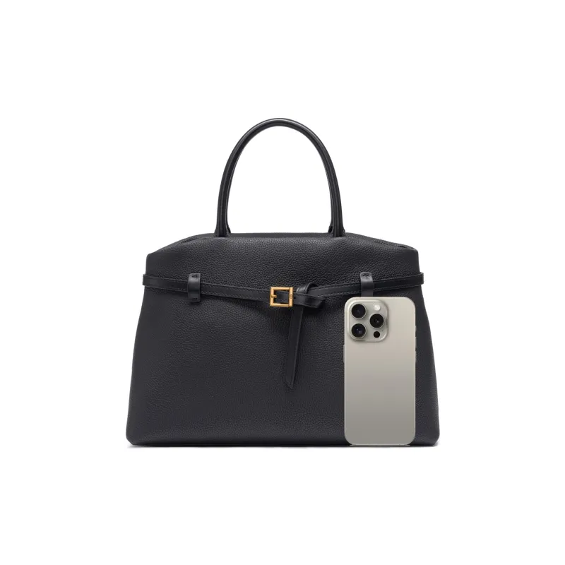 Chrisdien Deny Cow Leather Kelly Bag Handbags Women's Elephant Gray/Black-3