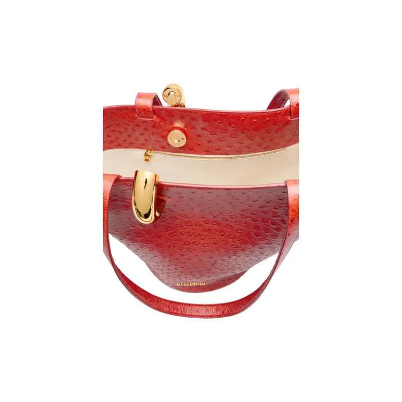 Jacquemus Calfskin Bucket Bags Shoulder Bags Medium Size Women's Red-4
