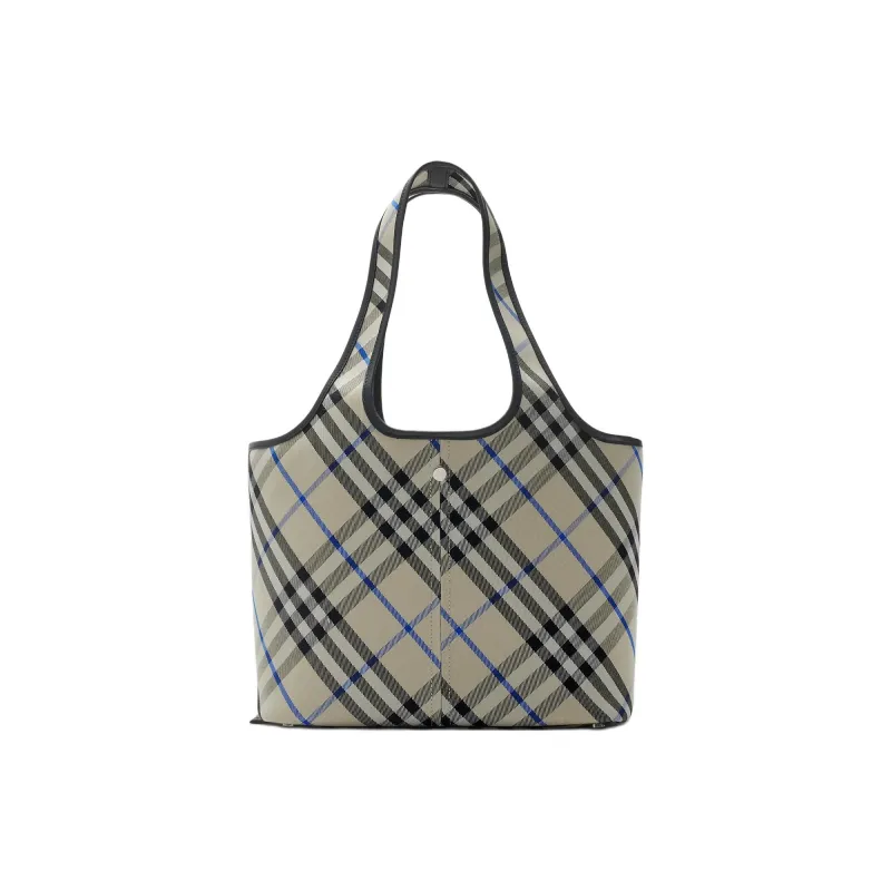 Burberry Cotton Tote Bag, Shopping Bag, Shoulder Bag Trumpets Women's Blue & Gray-3