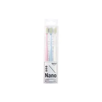 CHENYISHENG Macaron Nano 3 Pack Family Set Adults Non Deforming Silicone Soft Bristled Toothbrush