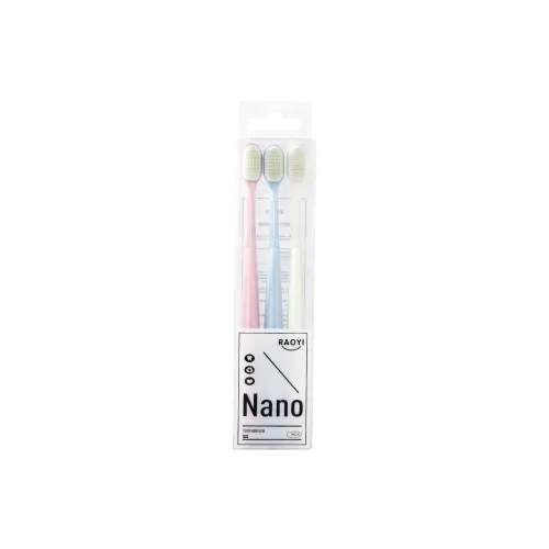 CHENYISHENG Macaron Nano 3 Pack Family Set Adults Non Deforming Silicone Soft Bristled Toothbrush