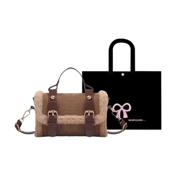 HACIN Plush Shoulder Bag Crossbody Bag Handbag Regular Women's Brown/Pink