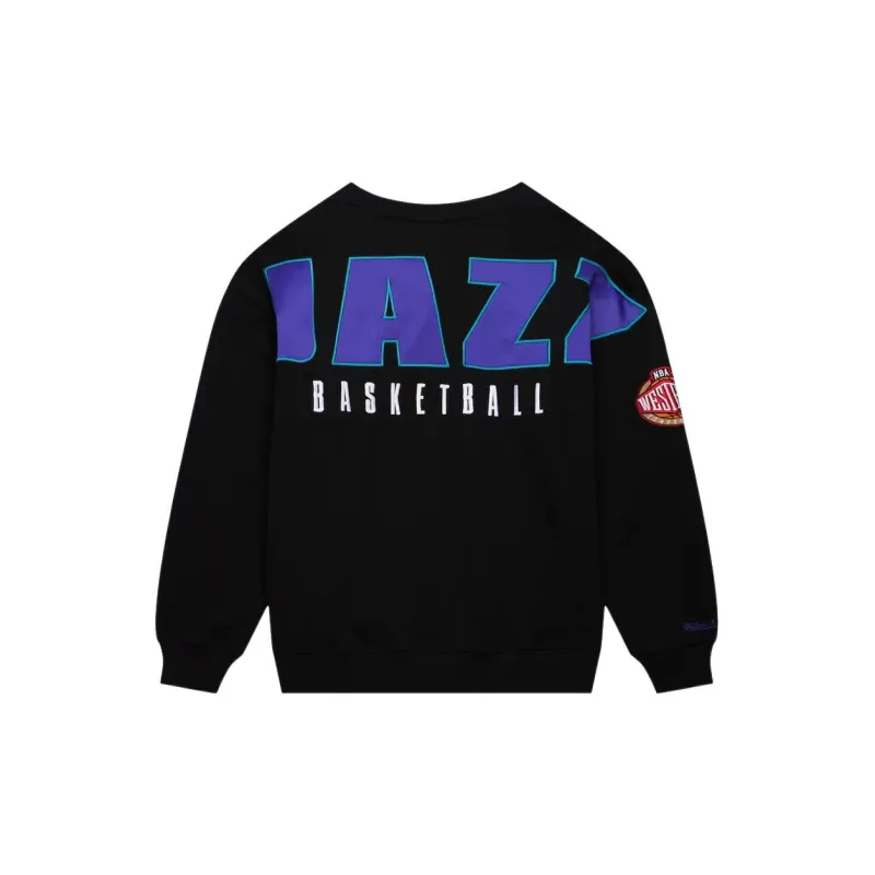 Mitchell & Ness x NBA Utah Jazz Team First Satin Fleece Pullover Sweatshirt Men's Black-1