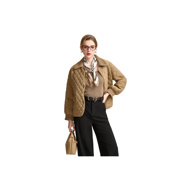 FENHONGMALI Puffer Jacket Women's Khaki-4
