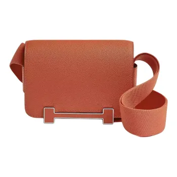 HERMES Geta Mysore Goat Skin Wooden Sandal Bag Crossbody Bag Shoulder Bag Women's Brick