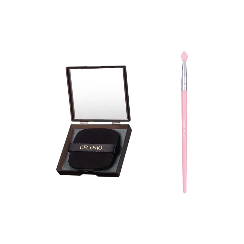 GECOMO Silicone Lip Brush With Flat Toe, Lip Mask Brush+Oil Absorbing Paper, Built in Mirror Powder Puff, Makeup Tool-4
