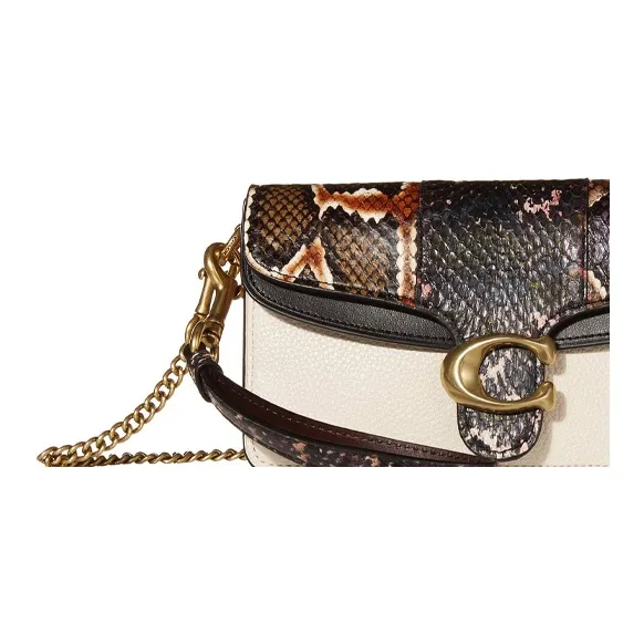 COACH Tabby Leather Shoulder Bag, Crossbody Bag Women's White Black Multicolor-5