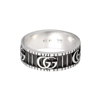GUCCI 925 Sterling Silver Rings Men's Silver