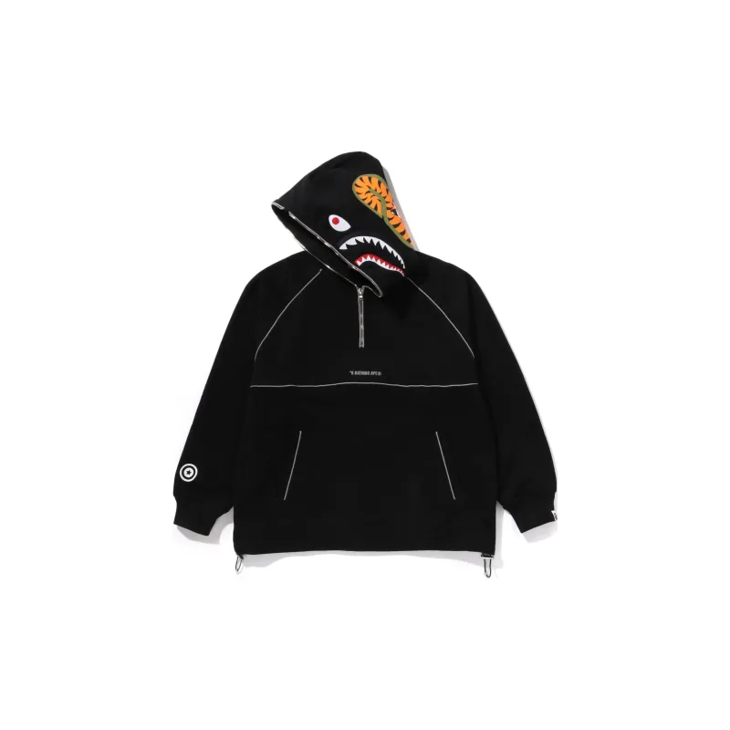 Bape Shark Logo Half Zip Relaxed Fit Pullover Hoodie-1