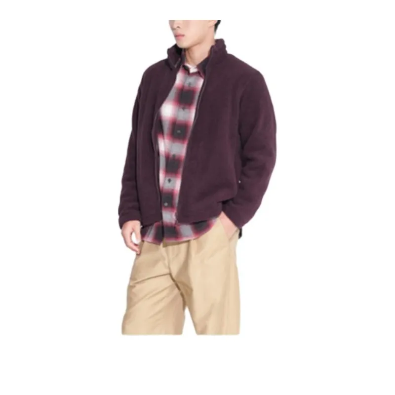 UNIQLO Velvet-feel Coat Unisex Burgundy-0