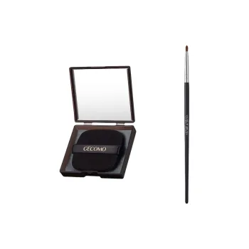 GECOMO T22 Detail Concealer Brush+Oil Absorbing Paper Combo, Built in Mirror Powder Puff, Makeup Tool