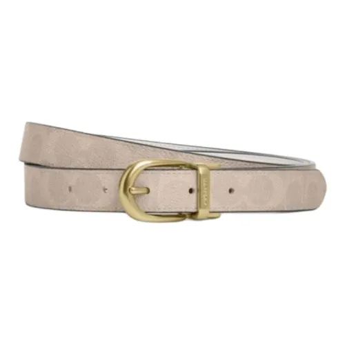 COACH Cow Leather Belts Women's Sand Yellow Width 2.5CM