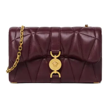 FANSIZHE Kleio Lambskin Quilting Crossbody Bag, Shoulder Bag Mini Women's Burgundy