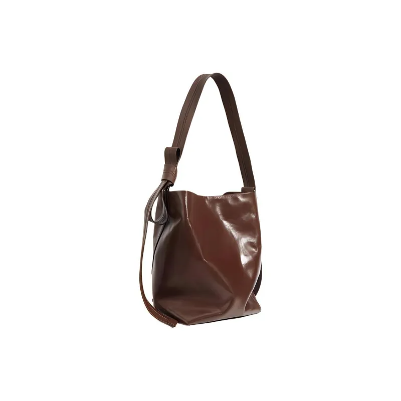 LARTIGENT Cow Leather Shoulder Bag Women's Chocolate/Black/Pearl Gray-1