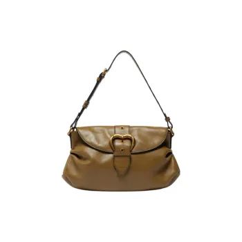 PINKO Jolene Cowhide Leather Portable Crossbody Bag Shoulder Bag Large Size Women's Olive Green