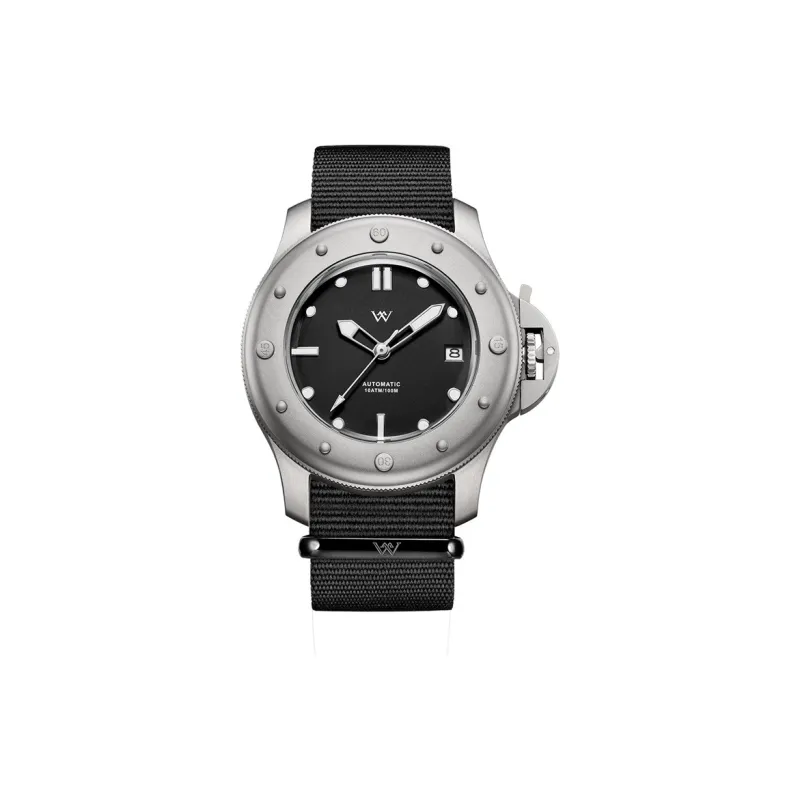 Welly Merck Automatic Mechanical Movement Nylon Strap Men's Watches Black Dial-3