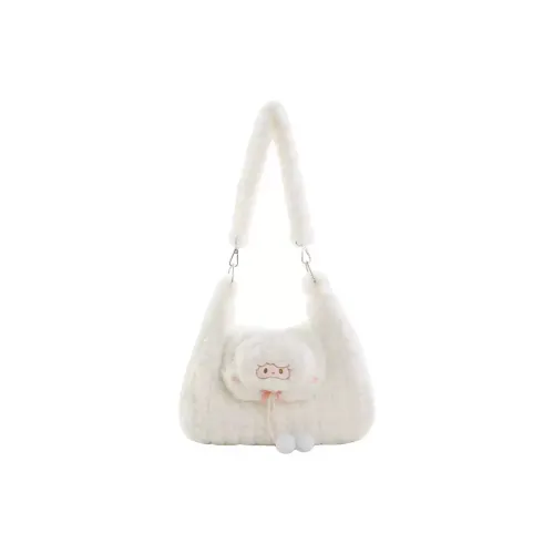 Holding Bamboo Polyester Shoulder Bag Women's White
