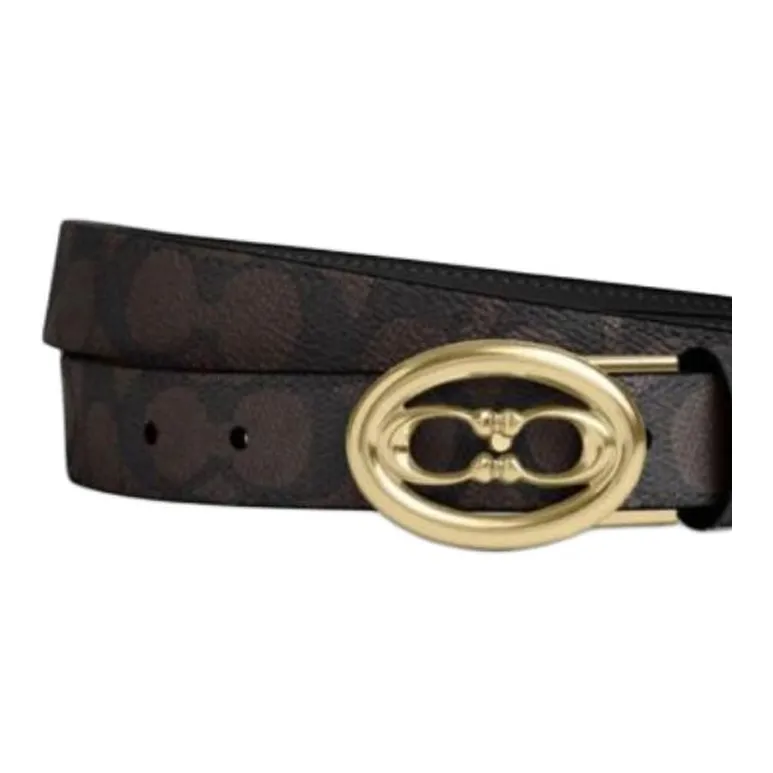 COACH Cow Leather Belts Women's Walnut Width 2.5CM-2